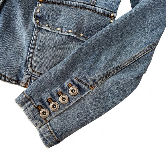 Y2K Tommy Hilfiger Studded Denim Blazer Jacket L Button Up Western Vintage Style - Picture 2 of 8
